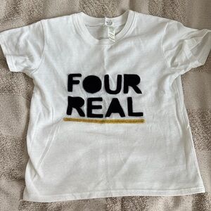 Kids White T-Shirt with Black and Gold Text